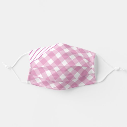 Gingham Classic Pastel Pink Small Plaid Pattern Adult Cloth Face Mask