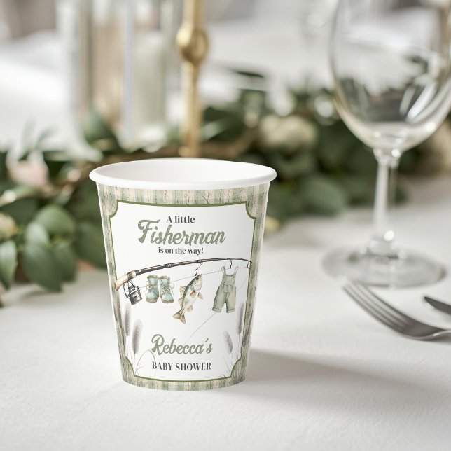 Gingham Clothesline Fishing Baby Shower Decor Paper Cups (Creator Uploaded)