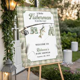 Gingham Clothesline Fishing Baby Shower Welcome Foam Board