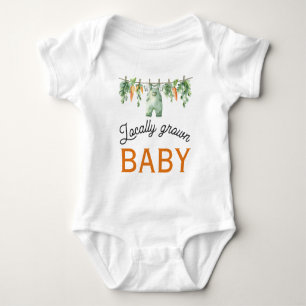 Gingham Clothesline Locally Grown Baby Shower Bodysuit