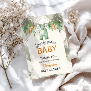 Gingham Clothesline Locally Grown Baby Shower Thank You Card