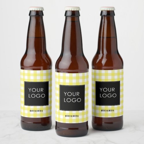 Gingham Company Business Logo Social Media  Beer Bottle Label