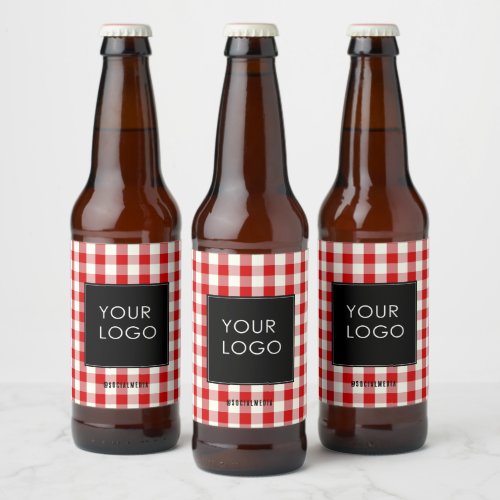 Gingham Company Business Logo Social Media  Beer Bottle Label