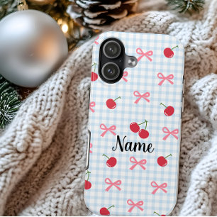Gingham Coquette Bow Cherry iPhone Case