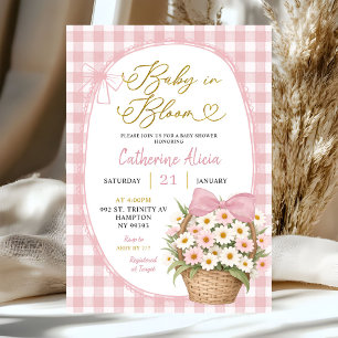 Gingham Coquette Daisy Baby in Bloom Baby Shower Invitation