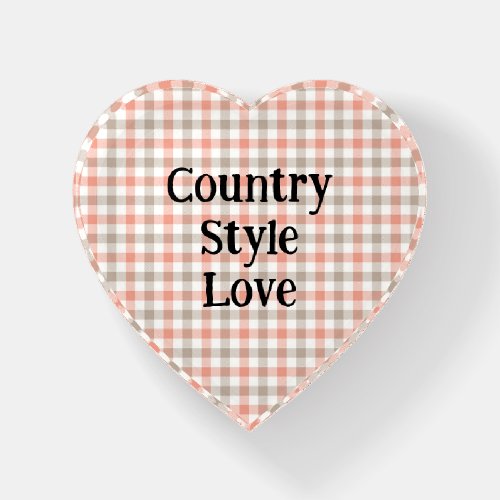 Gingham Country Style Love Heart Paperweight