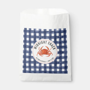 Gingham Crab Coastal Wedding Midnight Snack Favor Bag