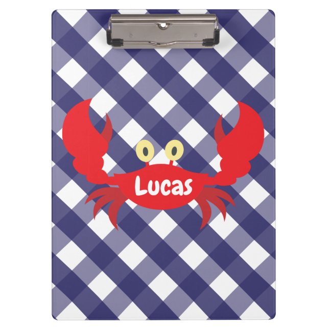 Gingham Crab Personalized Clipboard (Front)