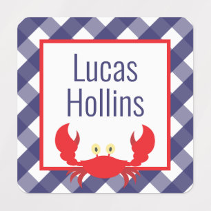 Gingham Crab Personalized Clothing Labels