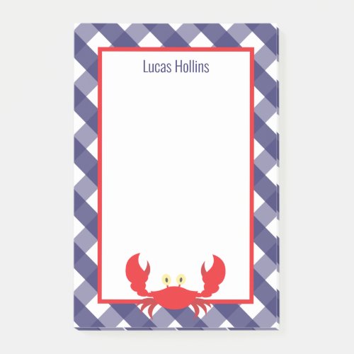 Gingham Crab Personalized Notepad