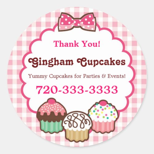 Gingham Cupcakes Stickers
