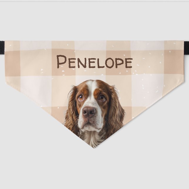 Gingham Cute Personalizable Dog  Pet Bandana Collar (Front)