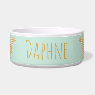 Gingham Dachshund on Duck Egg Blue - Casual Name Bowl