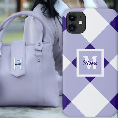 Gingham _ Dark and Pastel Purple Phone Case