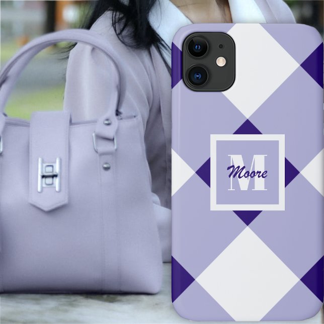 Gingham - Dark and Pastel Purple Phone Case (Gingham - Dark and Pastel Purple by Leapfroglisics Shop)