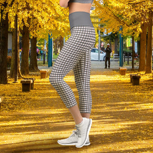 Gingham Dark Grey Capri Leggings