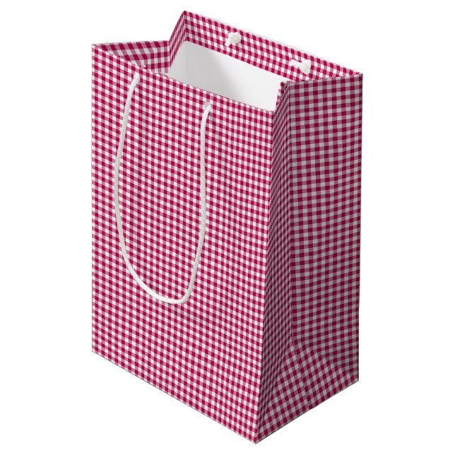 Gingham-Dark Pink-Gift Bag M (Front Angled)