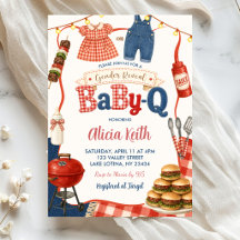 Gingham Denim BBQ Gender Reveal Babyq