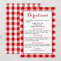 Gingham Directions Details Red White Check Wedding