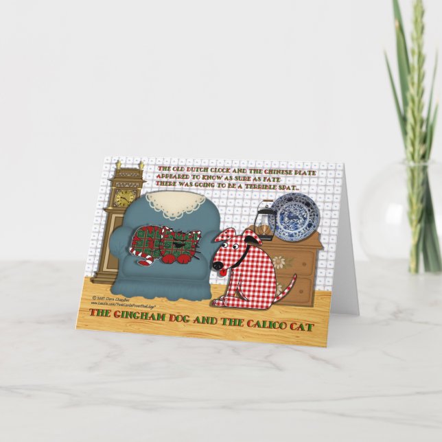 Gingham Dog and Calico Cat Holiday Card (Front)