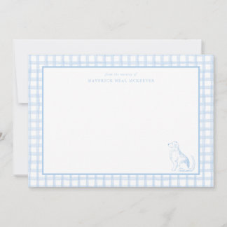 Gingham Dog Baby Boy | Nursery of Stationery Thank You Card