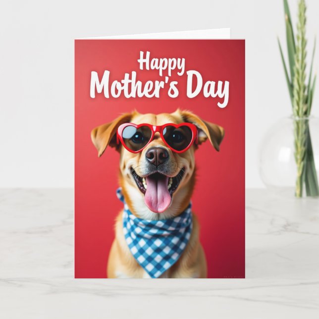 Gingham Dog Mothers Day Card (Front)