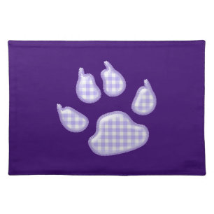 gingham dog paw - green cloth placemat