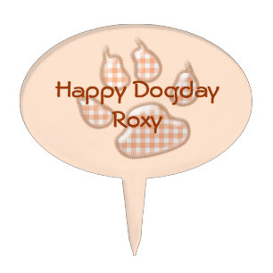 gingham dog paw - orange cake topper
