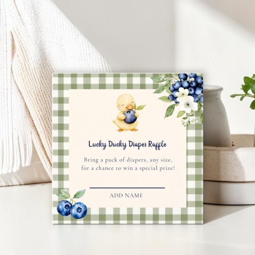 Gingham Duck Baby Shower Diaper Raffle Card