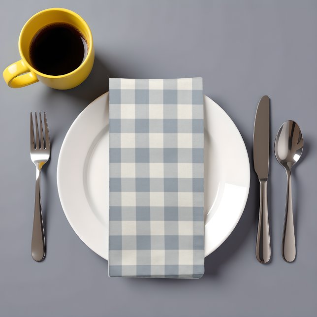 Gingham dusty steel gray  cloth napkin (Creator Uploaded)