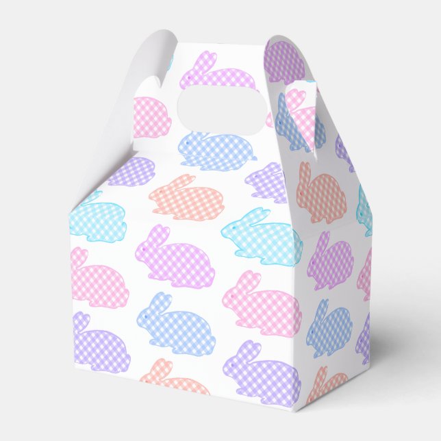 Gingham Easter Bunny Pattern Favor Boxes (Front Side)