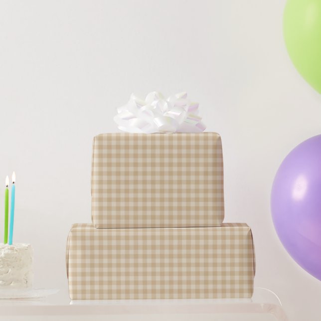 Gingham Elegant Cream Wrapping Paper Roll (Party Gifts)