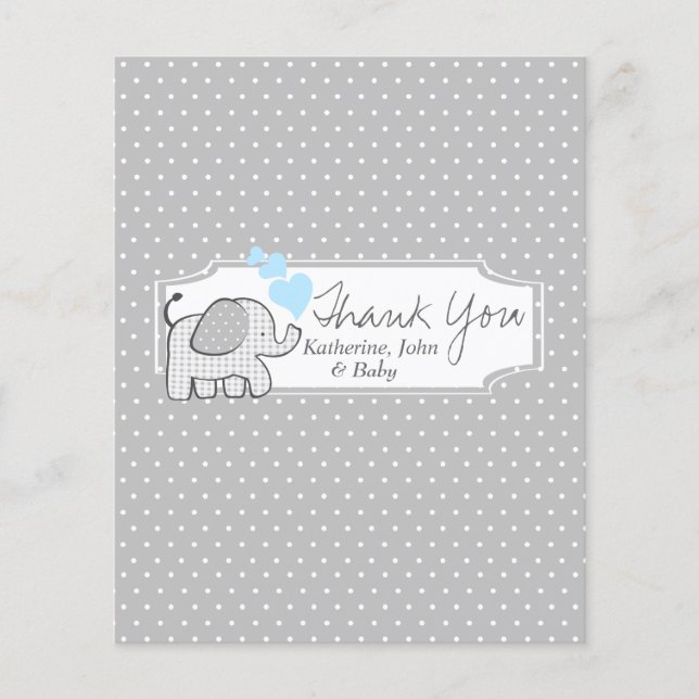 Gingham Elephant Candy Bar Wrapper Favor (Front)