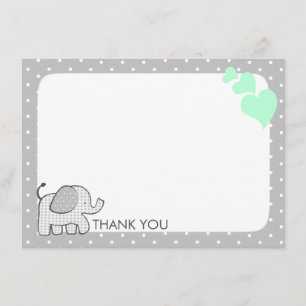 Gingham Elephant Mint Green Baby Thank you