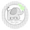 Gingham Elephant with Green Hearts