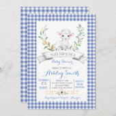 Gingham farm sheep baby shower invitation (Front/Back)