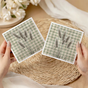 Gingham Fisherman Clothesline Fishing Baby Shower Napkins