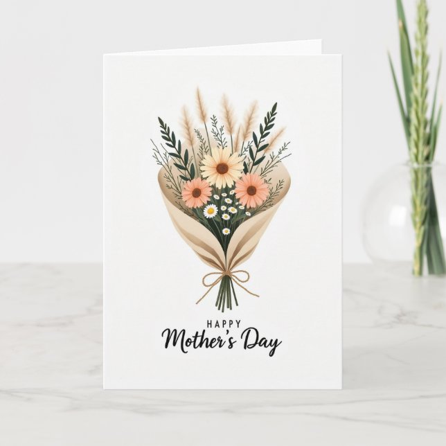 Gingham Floral Arrangement Card (Front)