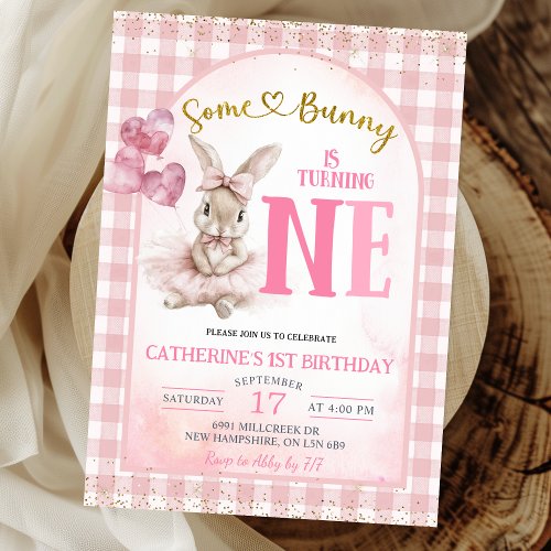 Gingham Floral Ballerina Bunny First Birthday