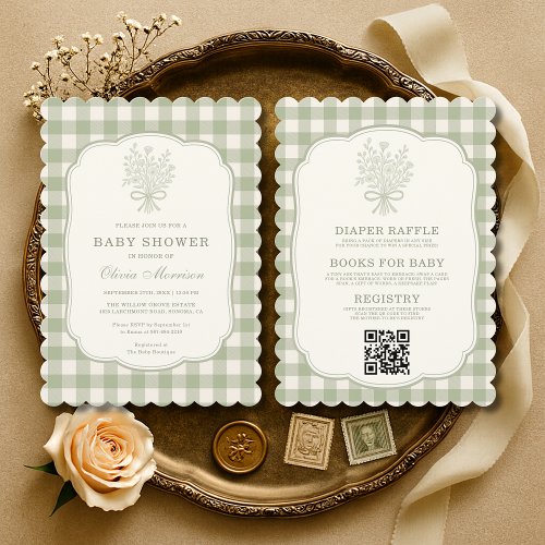 Classic Gingham Gingham or plaid baby shower invitation