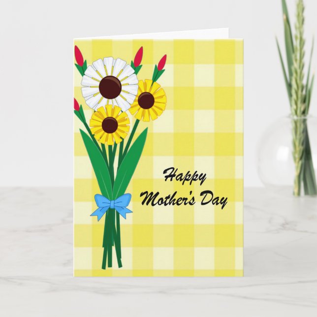 Gingham Floral Mothers Day Card (Front)