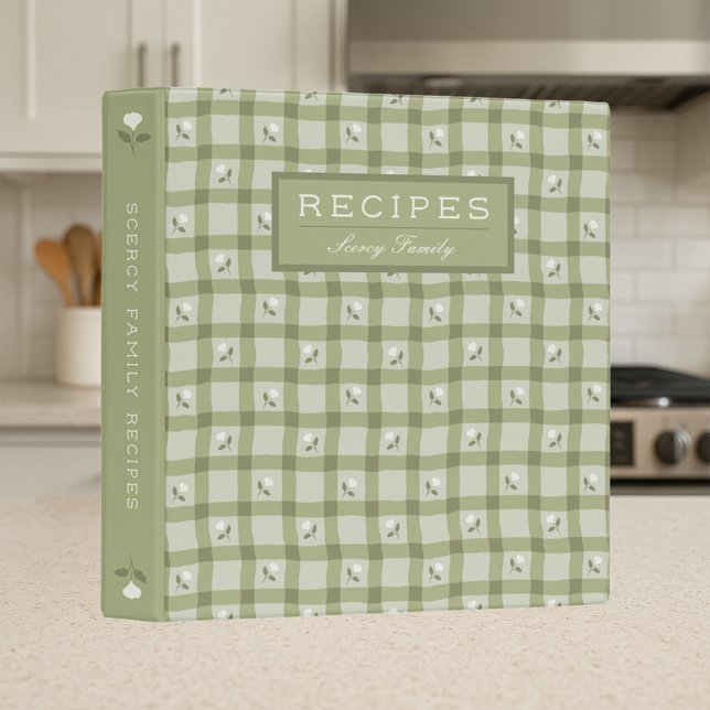 Gingham Floral Personalized Family Recipe Binder (Creator Uploaded)