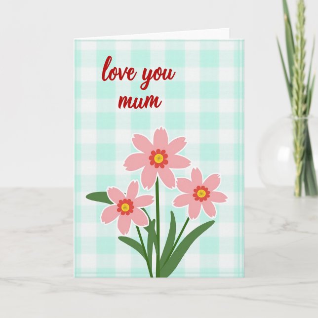 Gingham Flowers Message Card (Front)