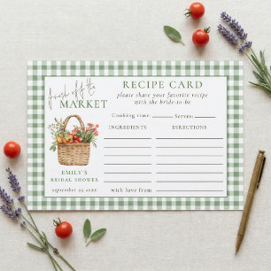 Gingham Fresh Off Market Bridal Shower Recipe Card