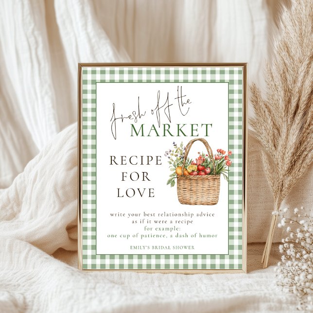 Gingham Fresh off Market Recipe Love Bridal Shower Poster (Creator Uploaded)