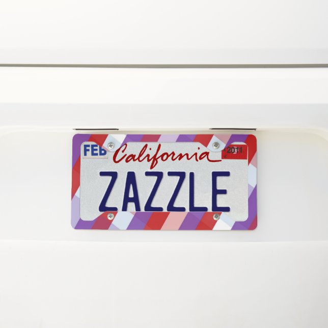 Gingham Geometric Design License Plate Frame (On Car)