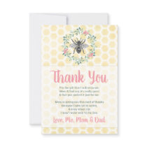 gingham girl mommy to bee theme flat baby shower thank you card