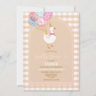 Gingham Goose 3rd Birthday Invitation