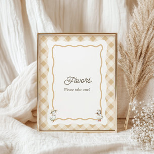 Gingham Goose Baby Shower Favors Sign