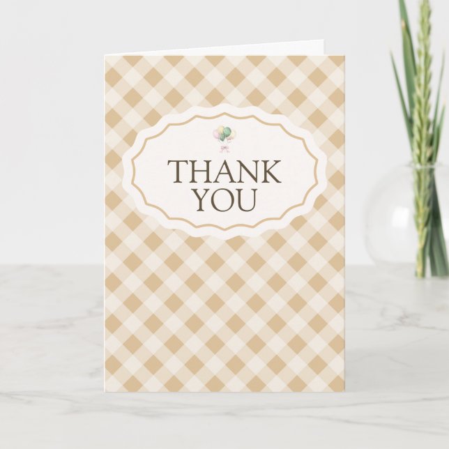Gingham Goose Baby Shower Folded Thank You Card (Front)